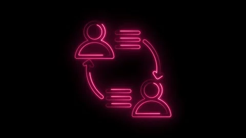 Glowing neon people exchange with documentation illustrating information Stock Footage 330777467
