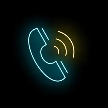 Glowing neon phone call communication icon ringing Stock Illustration