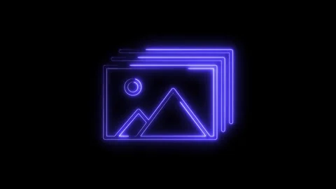 Glowing Neon Picture Frames Stacked Isolated on Black Background Abstract D.. Stock Footage 315654199