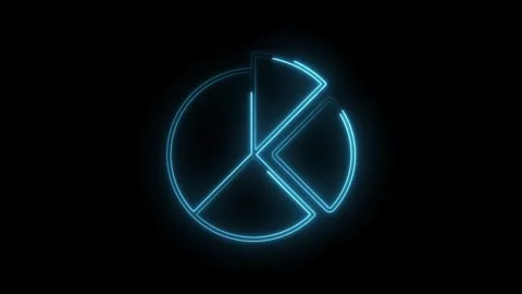Glowing neon pie chart animation on black background represents business da.. Stock Footage 314537929