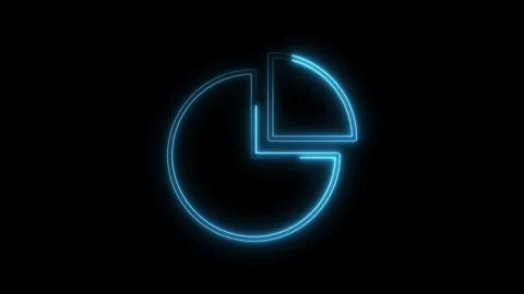 Glowing neon pie chart animation for financial data visualization on black .. Stock Footage 314541612