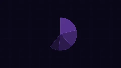Glowing neon pie chart on a tech grid, violet neon Vídeos de archivo 342595611
