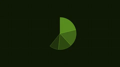 Glowing neon pie chart on a tech grid, lime green neon 스톡 동영상 342595617