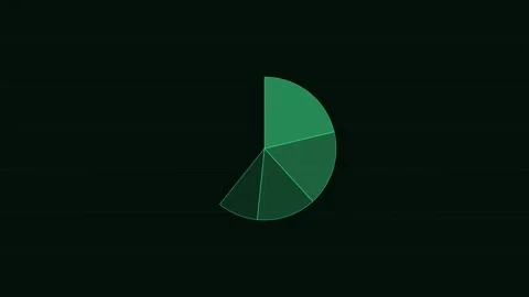 Glowing neon pie chart on a tech grid, green neon Stock Footage 342595620