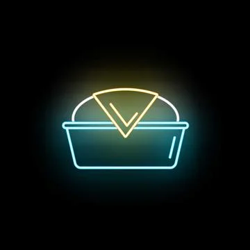 Glowing neon pie slice icon for bakery shop Stock Illustration