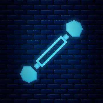 Glowing neon Piercing icon isolated on brick wall background.  Vector Stock Illustration