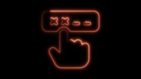 Glowing neon pin code icon isolated on black background. HD Video motion gr.. Stock Footage 304167810