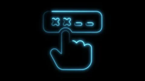 Glowing neon pin code icon isolated on black background. HD Video motion gr.. Stock Footage 304167818