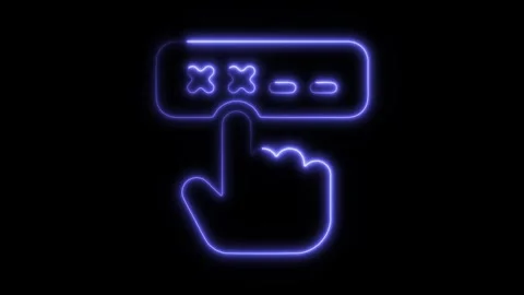 Glowing neon pin code icon isolated on black background. HD Video motion gr.. Stock Footage 304167819
