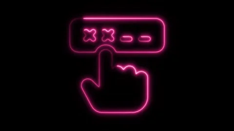 Glowing neon pin code icon isolated on black background. HD Video motion gr.. Stock Footage 304167876