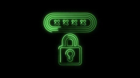 Glowing neon Pin Code icon isolated on black background. HD Video motion gr.. Stock Footage 316158731