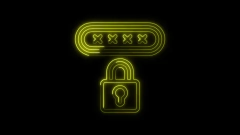 Glowing neon Pin Code icon isolated on black background. HD Video motion gr.. Stock Footage 316158748