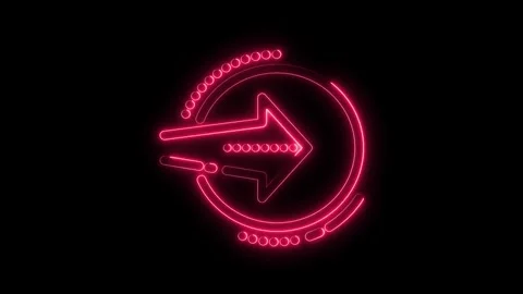 Glowing Neon Pink Arrow Icon Circular Progress Indicator Animation Isolated.. Stock Footage 315657015