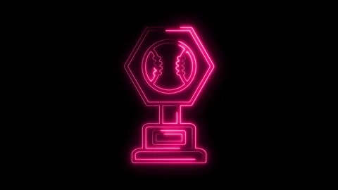 Glowing Neon Pink Baseball Trophy Icon Isolated on Black Background Dynamic.. Stock Footage 315659554