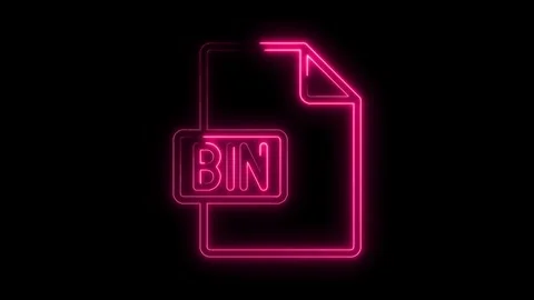 Glowing neon pink bin file icon animation on black background digital data .. Stock Footage 314554752
