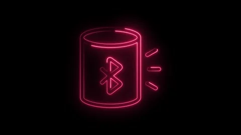 Glowing neon pink Bluetooth icon on black background wireless technology sy.. Stock Footage 314551745
