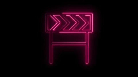Glowing Neon Pink Clapperboard Icon Isolated on Black Background Cinematic .. Stock Footage 315498261