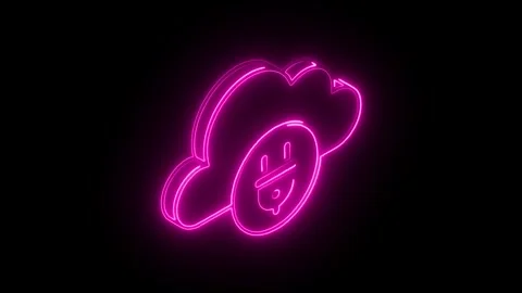 Glowing neon pink cloud with power plug icon isolated on black background f.. Stock Footage 314711272