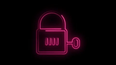 Glowing Neon Pink Combination Lock Icon Animation Isolated on Black Backgro.. Stockbeeldmateriaal 315498202
