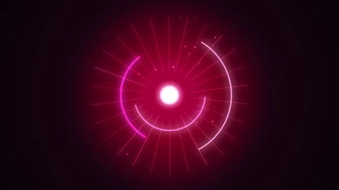 Glowing Neon Pink Concentric Circles Rotating with Radial Light Bursts on B.. Stock Footage 340941681
