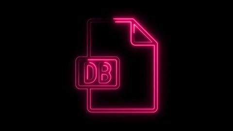 Glowing neon pink D B file icon symbol isolated on black background futuris.. Stock Footage 314553405