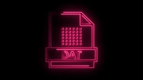 Glowing neon pink D A T file icon with circular data pattern isolated on bl.. Stock Footage 314574443