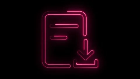 Glowing neon pink document download icon animation isolated on black backgr.. Stock Footage 314557612