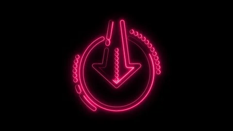 Glowing neon pink down arrow icon isolated on black background abstract dig.. Stock Footage 315657003