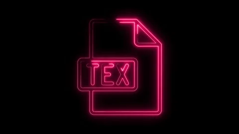 Glowing neon pink file icon with text T E X isolated on black background fu.. Stock Footage 314554666