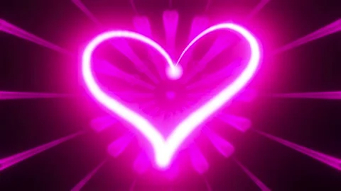 Glowing neon pink heart shape icon anima... | Stock Video | Pond5