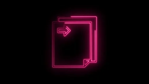 Glowing neon pink icon representing document copy or transfer with arrow sy.. Stock Footage 314558173