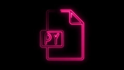Glowing neon pink python file icon with py text on transparent black backgr.. Stock Footage 314554740