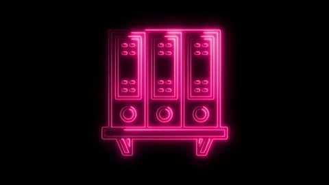 Glowing Neon Pink Server Racks Icon Isolated on Black Background Futuristic.. Stock Footage 315656360