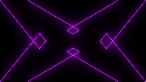 Glowing neon pink symmetrical lines and diamond shapes on the black background. Vidéo 337653167