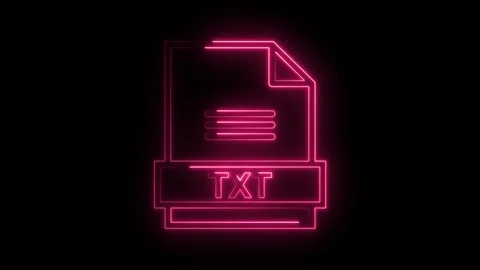 Glowing neon pink T X T file icon with text lines and transparent black bac.. Stock Footage 314574202