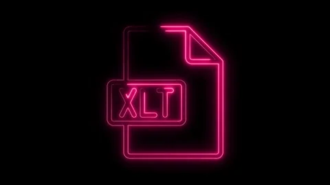 Glowing neon pink X L T file icon symbol isolated on black background futur.. Stock Footage 314556906