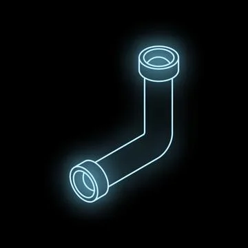 Glowing neon pipe with 90 degree angle on black background Stock Illustration