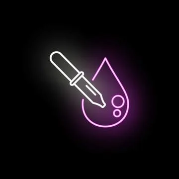 Glowing neon pipette dropping liquid icon design Stock Illustration