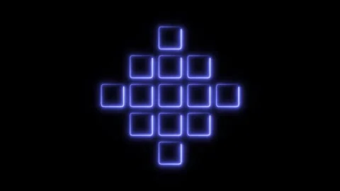 Glowing neon pixel icon isolated on black background. HD Video motion graph.. Stock Footage 304168987