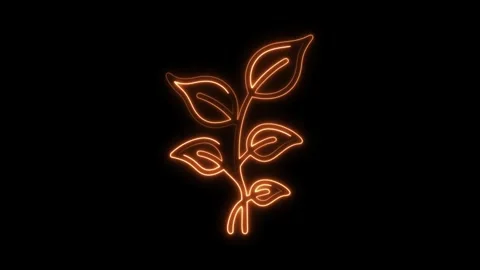 Glowing neon plant animation creates a vibrant and modern organic feel, perfect Stock Footage 321140802