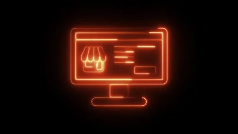 Glowing Neon Platform Icon Animation on Black Background, HD Motion Graphic.. Stock Footage 301171438