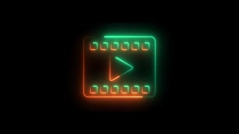 Glowing Neon Play Button Animation Video Frame Icon on Green Screen Video stock 311729948