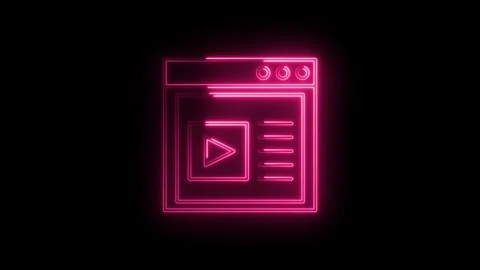 Glowing Neon Play Button Icon Interface Element Animation on Black Backgrou.. Stock Footage 315498977