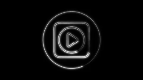 Glowing neon Play Button icon isolated on black background. HD Video motion.. Stock Footage 316238788