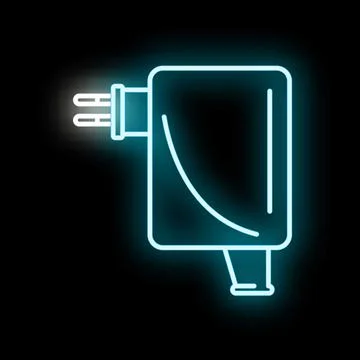 Glowing neon plug adapter providing electronic power supply Stock Illustration