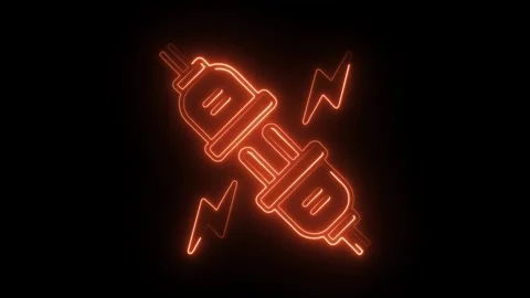 Glowing neon plug icon isolated on black background. HD Video motion graphi.. Stock Footage 314641333