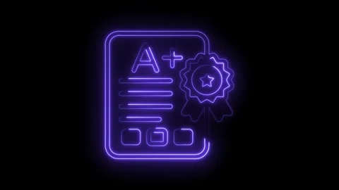 Glowing neon A plus grade certificate aw... | Stock Video | Pond5