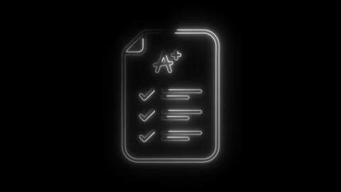 Glowing neon a plus grade report with ch... | Stock Video | Pond5