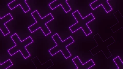 Glowing neon plus sign pattern background, futuristic purple geometric wallpaper Stock-Footage 330087094