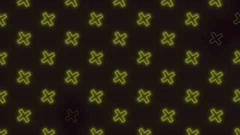Glowing neon plus symbols pattern on dark background, abstract tech footage Stock Footage 330086990